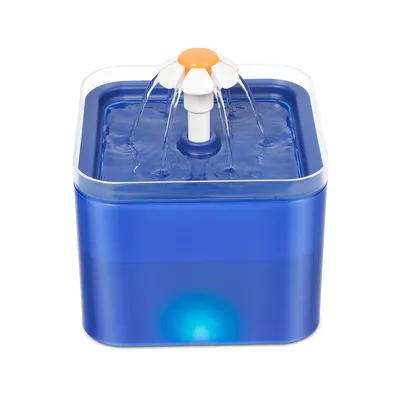 Produktbild von 2L Katzen Trinkbrunnen mit LED-Licht 3 Wasserflussmodi Katzenbrunnen 4-Schichten Filtersystem Katzenbrunnenwasser für Haustiere Blau