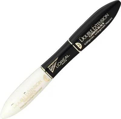 Produktbild von L’Oréal Paris DOUBLE EXTENSION, Schwarz, Carbon Black, Färbung, Volumengebend, Frauen, Optische Verlängerung; kräftigender und optisch ultra-verlängernder Mascara in 2 Schritten. -..., 12 ml