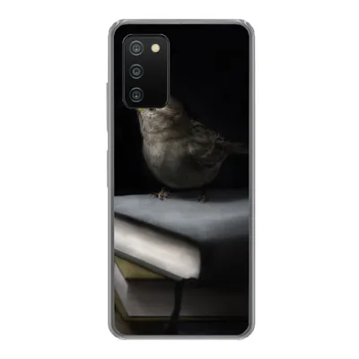Produktbild von MuchoWow® Handyhülle Schutzhülle Hülle für Samsung Galaxy A03s Vogel - Bücher - Porträt Silikon Softcase Handy Hülle - Schutz