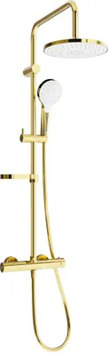 Image de Mexen KX05 ensemble de douche mural avec pomme de douche et robinet thermostatique, or/blanc - 771500591-50