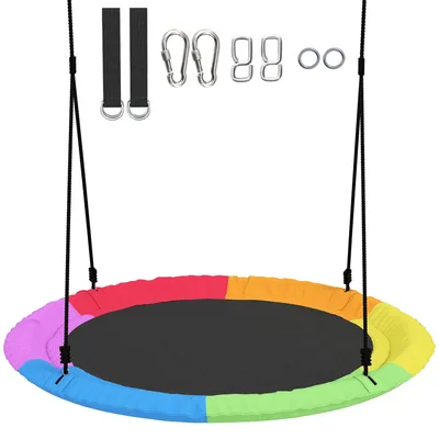 Obrázek produktu pro Houpačka pro děti, průměr 100 cm, s nastavitelnými lanami | Barva: Vícebarevná | Rozměry: 100x100x180 cm