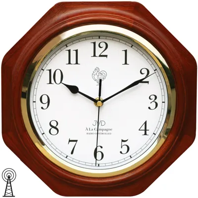 Produktbild von JVD NR7172.3 Wanduhr Funk Funkwanduhr analog achteckig Holz kirschbaum farben