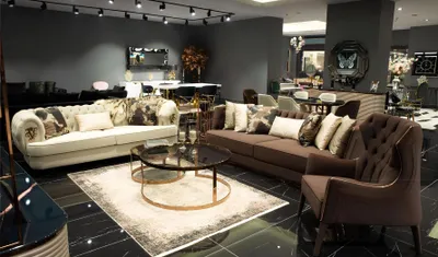 Produktbild von Sofagarnitur Dreisitzer Sessel Stoffsofa Polstersofa Braun Set Sofas