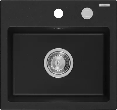 Image de Mexen Milo évier 1 bac en granit 435 x 410 mm, Noir - 6505441000-77