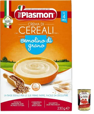Produktbild von 3x Plasmon Crema di Cereali Semolino di grano 230g + Italian Gourmet polpa 400g