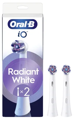 Zdjęcie produktu dla Seria Oral-B iO Radiant White, autentyczne okrągłe główki szczoteczek, głębokie usuwanie płytki nazębnej, zestaw 2 sztuk