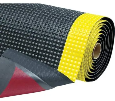 Bodenmatte 91x150 cm, schwarz/gelb, rutschfest, PVC