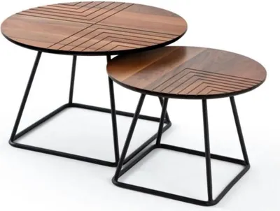 Image de Salon Set 2x tables basses tables d'appoint tables basses tables rondes