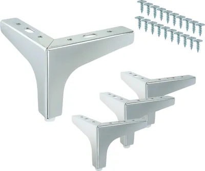 Produktbild von Möbelbeine Chrom für Kommoden und Schränke im Loft-Stil 10 cm mit Montageschrauben 4 Stück