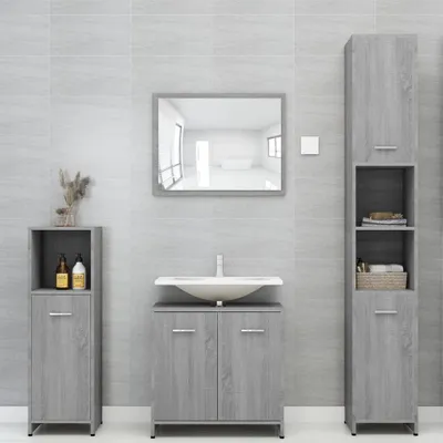 Produktbild von "2026 Aktion"Badschrank - CLORIS - Badezimmerschrank - schlichte Design - Grau Sonoma 30x30x95 cm Holzwerkstoff - DEMöbel6003933