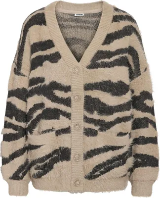 Produktbild von NOISY MAY Modische Strickjacke mit Animal-Muster und Knöpfen Größe: L