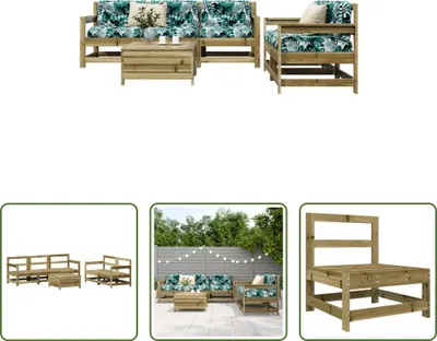 Produktbild von The Living Store 6-tlg. Garten-Sofagarnitur Kiefernholz Imprägniert