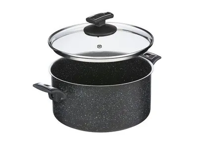 Produktbild von Schwarzer Granitec-Topf mit Deckel, Durchmesser 26 cm, Volumen 6,5 l