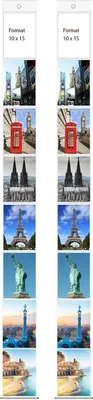 A collage of famous landmarks from around the world, presented in two vertical columns.