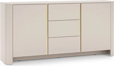 Produktbild von Aura Kommode 168 cm in Kaschmir mit drei Schubladen und abgerundeten Seiten – modern, elegant und funktional