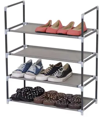 Immagine prodotto di Scaffale per scarpe a 4 ripiani, struttura in acciaio, nero/grigio, 60x28x71 cm, salvaspazio