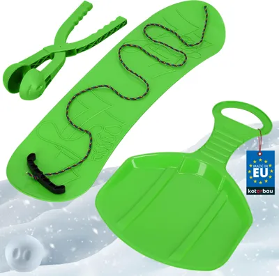 Produktbild von KOTARBAU® Spielset Snowboard Schneeballzange Poporutscher für Kinder Spielset für den Schnee Rutschbahn Snowboard Schneeballautomat Grün