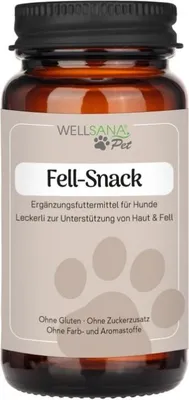 Produktbild von Wellsana® Fell-Snack | Hundeleckerlis mit Vitamin B Komplex, Omega-3, Zink, Vitamin A & E, Bierhefe | Natürlicher Snack für Hunde | 50 Leckerlis