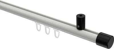 Produktbild von Interdeco Innenlaufstange / Gardinenstange mit Innenlauf Weiß / Schwarz, Typ Sonius Santo (Kappe) Deckenmontage, 20 mm Ø 1-läufig, 160 cm