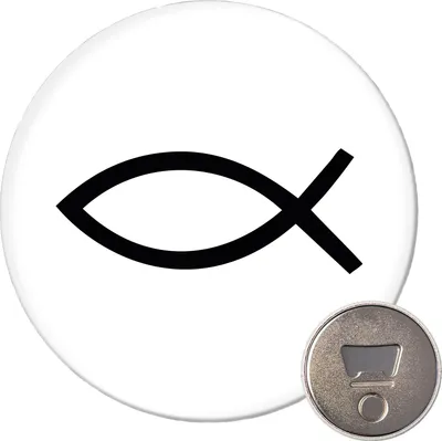 Produktbild von Huuraa Magnet Fisch Symbol 59mm Kühlschrankmagnet rund Flaschenöffner Geschenkidee