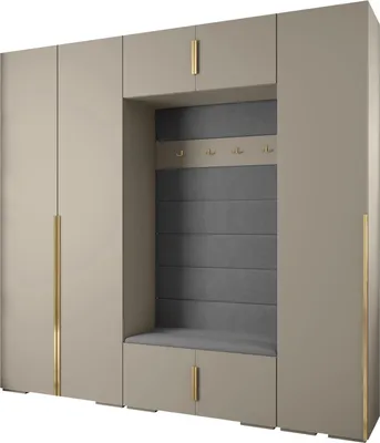 Produktbild von MEBLE KRYSPOL Inova 1 Möbelset Garderobe, 236,7x250x47cm - Kaschmir, Manila 16, Gold