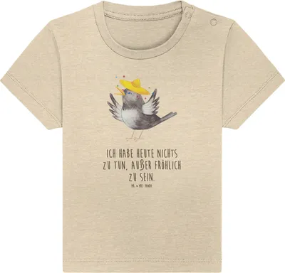Produktbild von Mr. & Mrs. Panda Organic Baby Shirt Rabe Sombrero 0. - 6. Monat - Natural Raw - Geschenk, Elster, T-Shirt, Spruch Positiv, Lustige Sprüche, glücklich sein, , Vögel