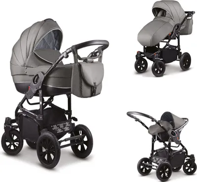 Produktbild von Kinderwagen-Set Craft 4 in 1 in Dunkelgrau-Schwarz - 16 Teile - in 18 Farben erhältlich