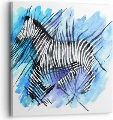 Produktbild von Bild auf Leinwand - Leinwandbild - Zebra Streifen Tierwelt Pelz - 30x30cm - Wand Bild - Wanddeko - Leinwanddruck - Bilder - Kunstdruck - Wanddekoration - Leinwand bilder - Wandkunst - AC30x30-2986