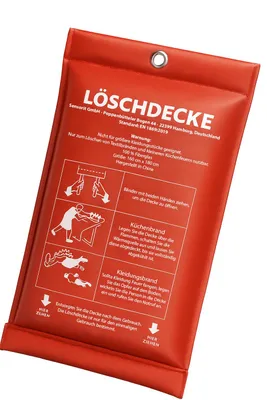 Produktbild von Extra große Löschdecke - 160cm x 180cm, Alternative zum Feuerlöscher für Zuhause, Feuerlöschdecke statt Feuerlöschspray, Küche, Notfallausrüstung