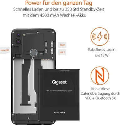 Produktbild von Gigaset GS5 PRO, 16 cm (6.3"), 6 GB, 128 GB, 64 MP, Android 11, Schwarz