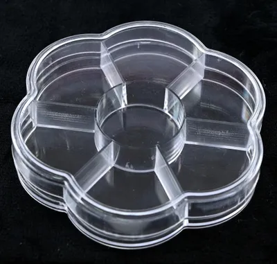 Produktbild von Sortierbox Rund 10cm - Kunststoff Organizer mit Fächern für Perlen & Schmuckzubehör