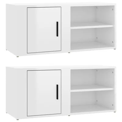 Produktbild von vidaXL TV-Schränke 2 Stk. Hochglanz-Weiß 80x31,5x36 cm Holzwerkstoff