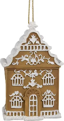 Immagine prodotto di Ornamento natalizio Clayre & Eef Casa di pan di zenzero 6x4x9 cm in poliresina marrone