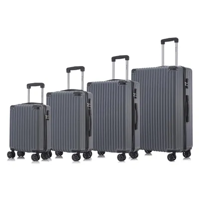 Produktbild von Suitcase Set, Rollkoffer Handgepäck, Kofferset, mit 4 Rollen 360°, Hartschalenreise Zahlenschloss, Weicher Gummigriff (4er Set, S,M,L&XL, Grau)
