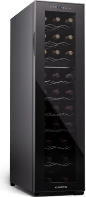 Produktbild von Klarstein Freistehender Weinkühlschrank 2 Zonen, Getränkekühlschrank Klein, Kleiner Weinschrank, Wein-Kühlschrank Klein mit Glastür, Indoor/Outdoor Flaschenkühlschrank, Wine Fridge, 27 Flaschen