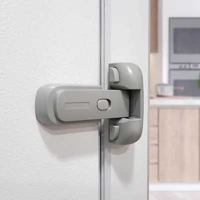 Produktbild von Babysicherheit Kühlschrank Schloss(Verbessert), kindersicherung kühlschrank, Einhändige Bedienung, keine Rückstände, kein Bohren erforderlich(1 Stück, grau)