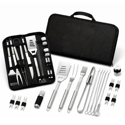 Produktbild von HEAT Grillset Edelstahl 17-teilig – Das All-in-One Grillbesteck-Set mit praktischer Tragetasche für wahre Grillmeister