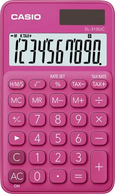 Immagine prodotto di Calcolatrice tascabile Casio® SL-310UC-RD - alimentazione a energia solare/batteria, 10 cifre, display LC, rosso