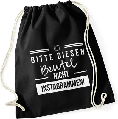 Produktbild von Turnbeutel mit Spruch "bitte diesen Beutel nicht instagrammen" Sprüche Moonworks schwarz unisize