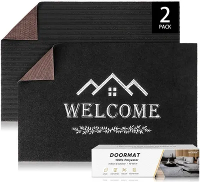 Produktbild von Fußmatte 2er Set Indoor Outdoor Haustür Schmutzfangmatte Türmatte Fußabstreifer