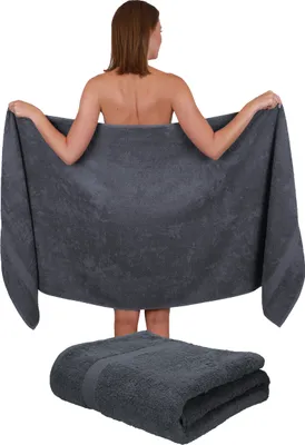 Produktbild von Betz 2 Stück Saunatücher 80 x 200 cm PALERMO 100% Baumwolle Badetuch Liegetuch Strandtuch   Farbe: anthrazit