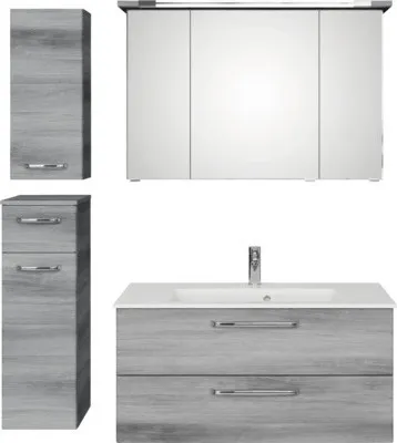 Produktbild von Badmöbel-Set Pelipal Kumba BxHxT 137 x 200 x 50 cm Frontfarbe graphit struktur quer 5-teilig und mehr mit Mineralguss-Wa