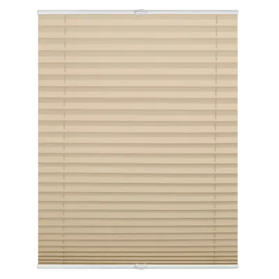 A full-frame, front-facing view of a cream-colored pleated blind.
