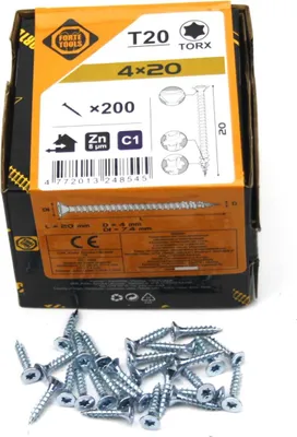 Produktbild von 200x Universal Holzschrauben 4,0x20mm T20 Torx Spanplattenschrauben verzink