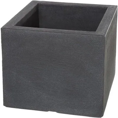 Immagine prodotto di Vaso in plastica dal moderno look antracite, resistente al gelo, quadrato, ca. 40 x 40 x 33 cm