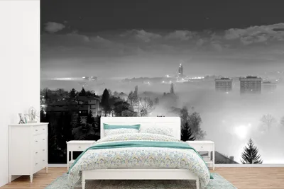 Produktbild von Fotobehang mit Muster, Schwarz-Weiß, 525 cm x 350 cm, Stadtlandschaft
