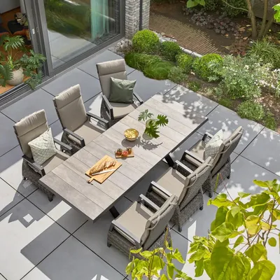 Produktbild von Siena Garden Sincro / Corido Gartenmöbel-Set 7tlg. 200/260x100cm Grau inkl. Auflage für 6 Personen