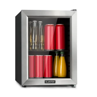 Produktbild von Klarstein Harlem Getränkekühlschrank Minibar, Kompressionskühlsystem, 23 Liter Fassungsvermögen, 5 Kühlstufen: 0 - 10 °C, geräuscharm: 39 dB, 1 Metallgitterboden, schwarz
