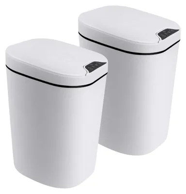 Immagine prodotto di Contenitore per rifiuti da bagno con sensore, capacità 12 litri, automatico, con coperchio, colore bianco