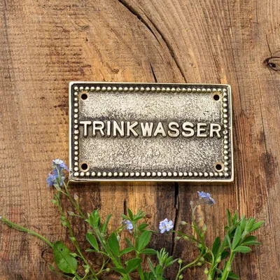 Produktbild von Trinkwasser- Schild, Hinweisschild aus Messing antik-patiniert